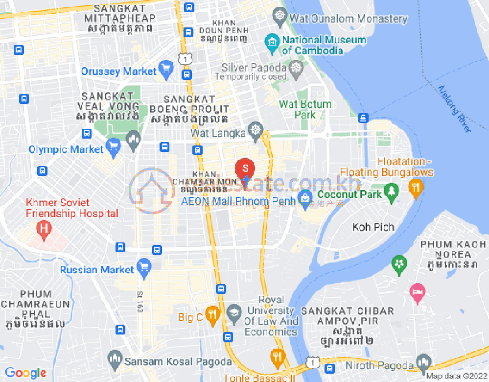 万景岗1分区（BKK1), 波哥堪, 金边地图