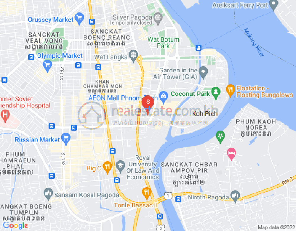 Map of Tonle Bassac, Chamkarmon, Phnom Penh