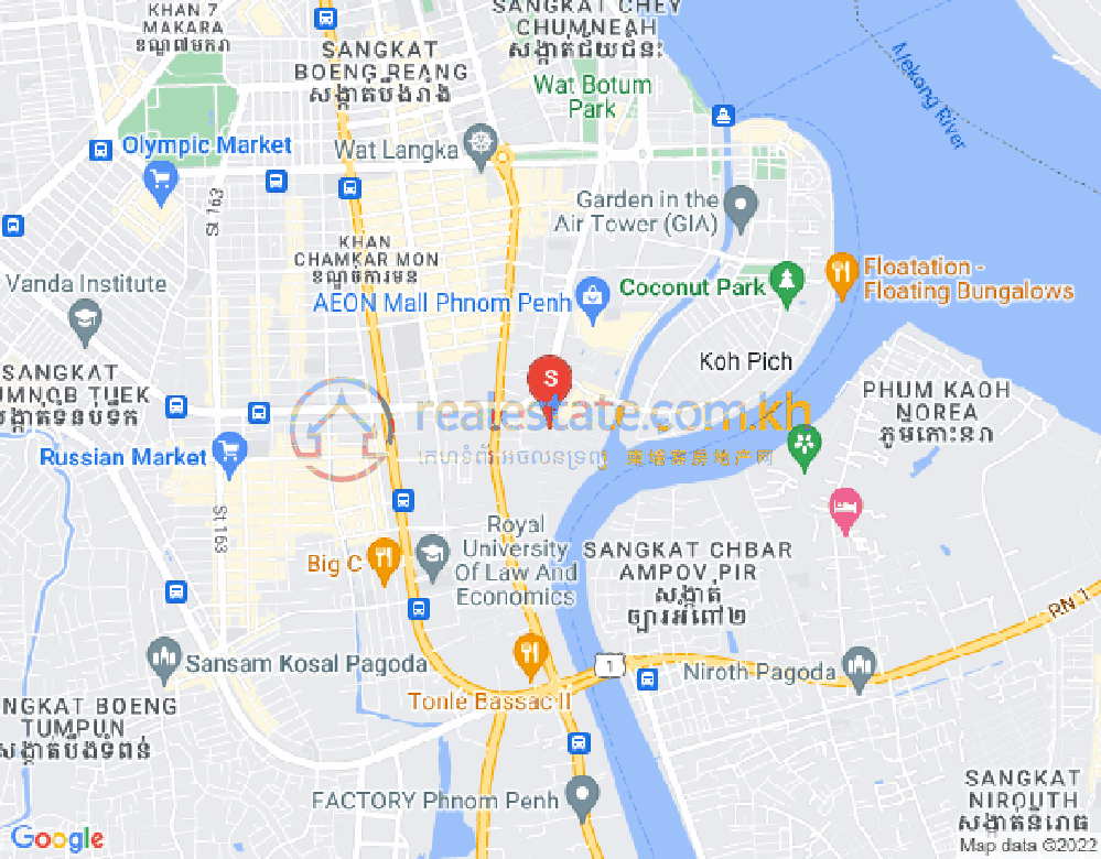 Map of Tonle Bassac, Chamkarmon, Phnom Penh