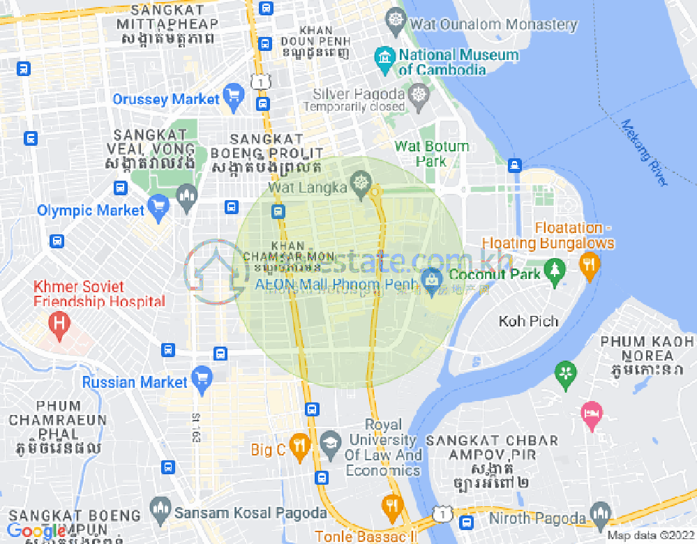 万景岗1分区（BKK1), 波哥堪, 金边地图