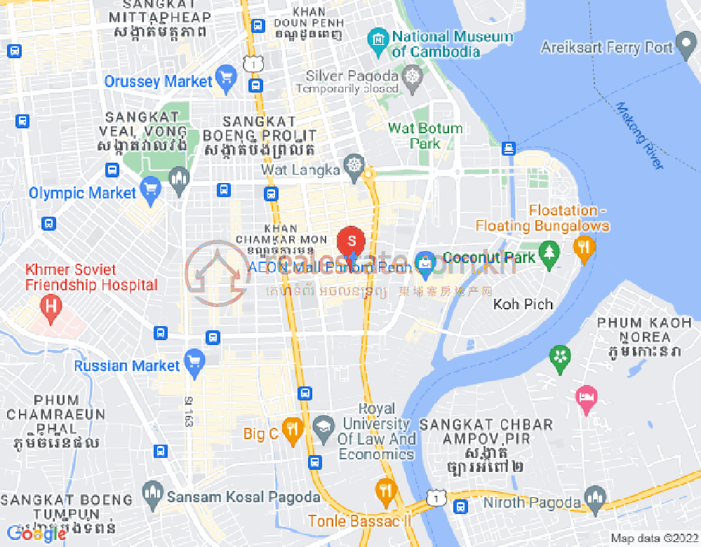만경강1부구(BKK1), 벙껭깡, 프놈펜 지도