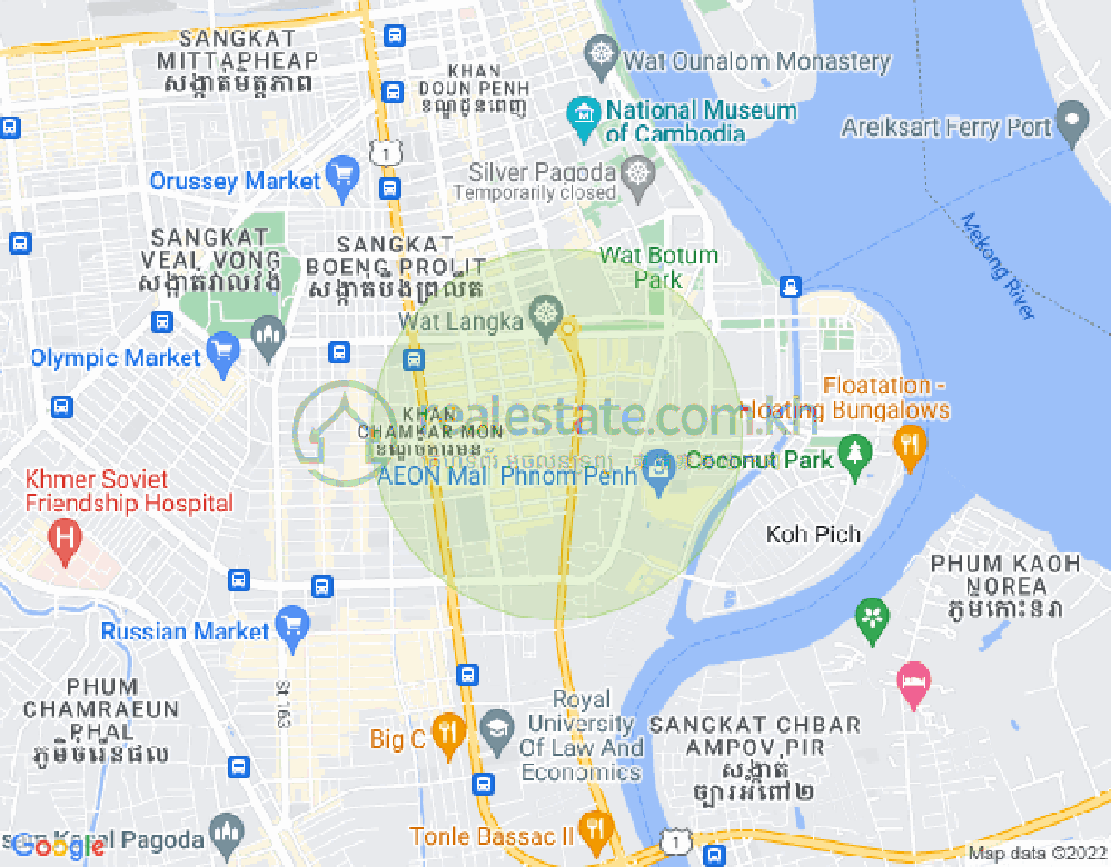 Mapa: BKK 1, Boeng Keng Kang, Phnom Penh