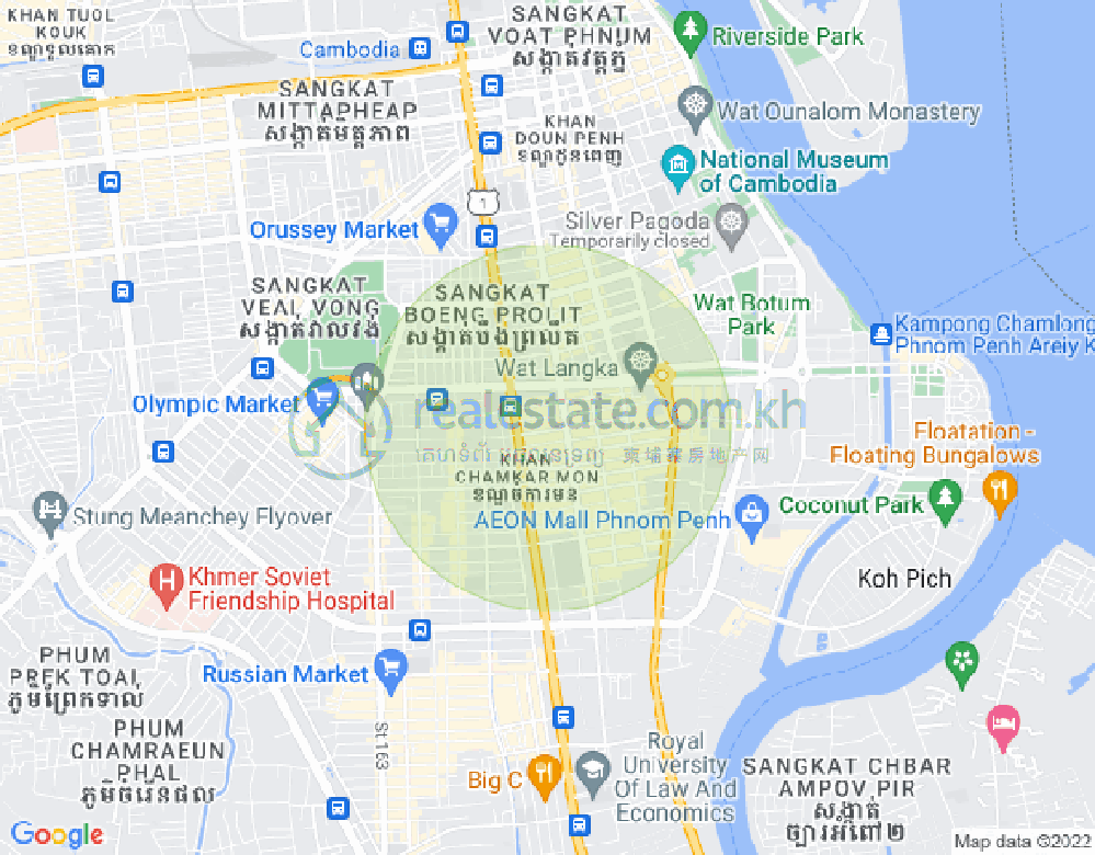 万景岗1分区（BKK1), 波哥堪, 金边地图
