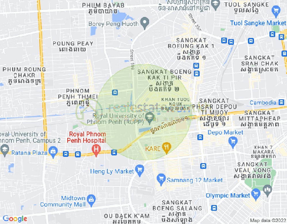 トゥークラック1, トゥールコーク, プノンペンの地図