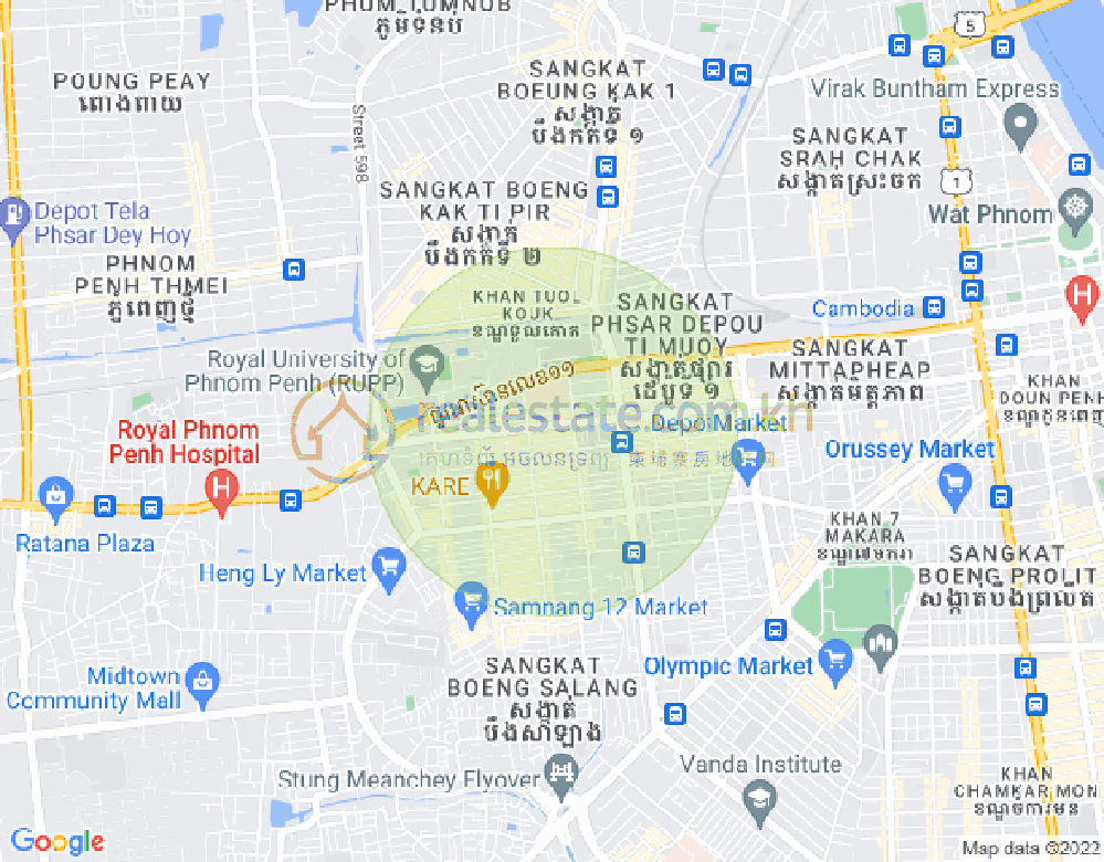 Map of Tuek L'ak 2, Toul Kork, Phnom Penh