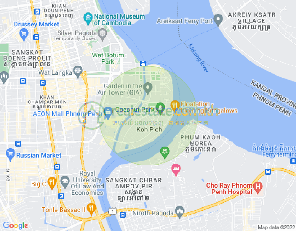 Map of Tonle Bassac, Chamkarmon, Phnom Penh