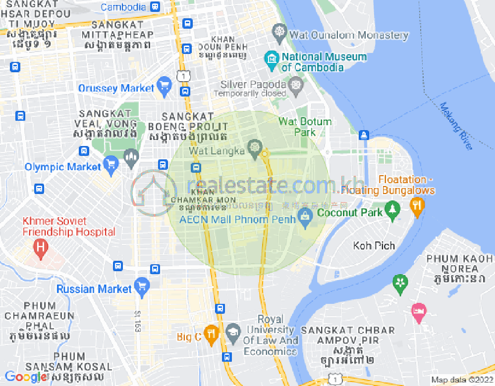 Carte de BKK 1, Boeng Keng Kang, Phnom Penh
