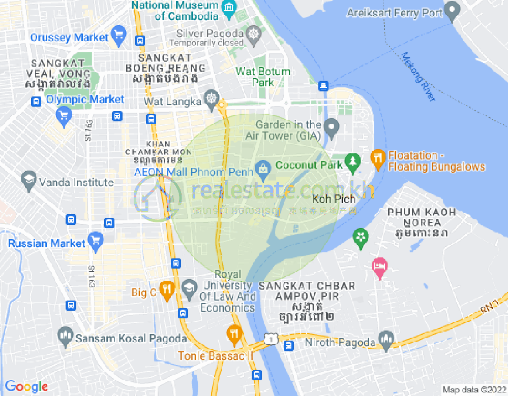 Mapa: Tonle Bassac, Chamkarmon, Phnom Penh