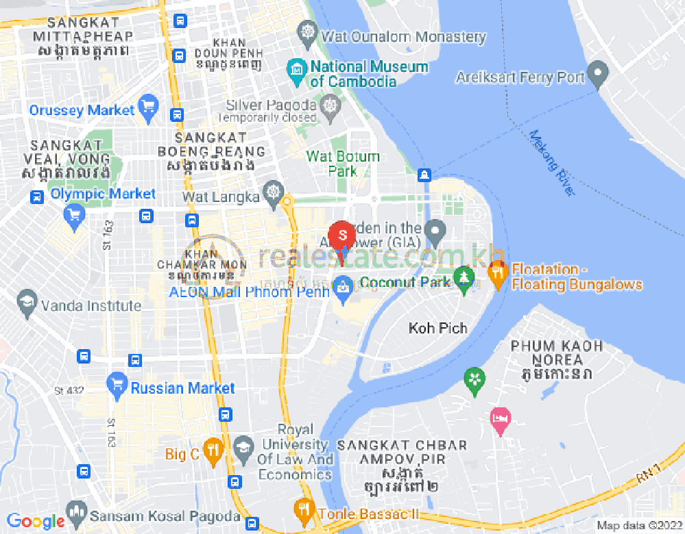 Map of Tonle Bassac, Chamkarmon, Phnom Penh