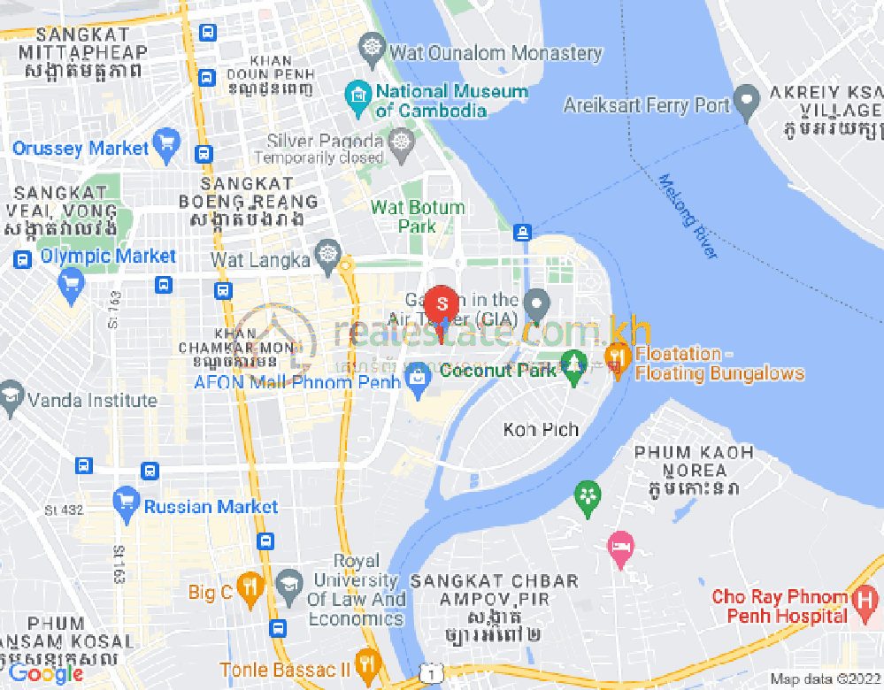 Map of Tonle Bassac, Chamkarmon, Phnom Penh