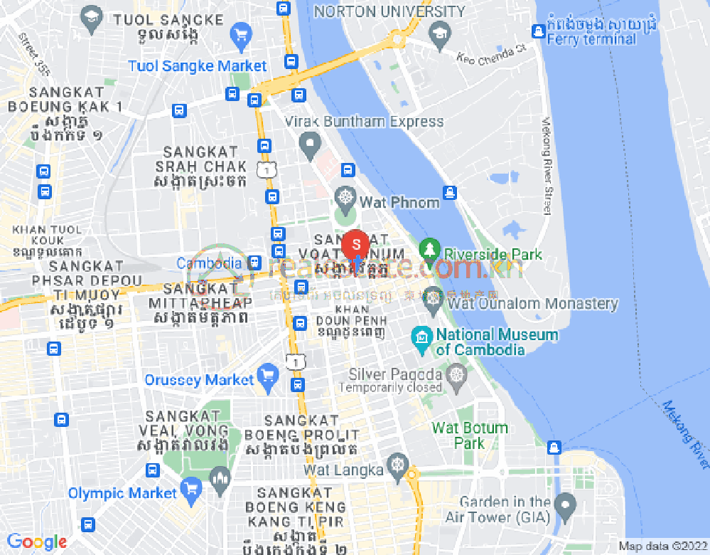 Mapa: Wat Phnom, Daun Penh, Phnom Penh