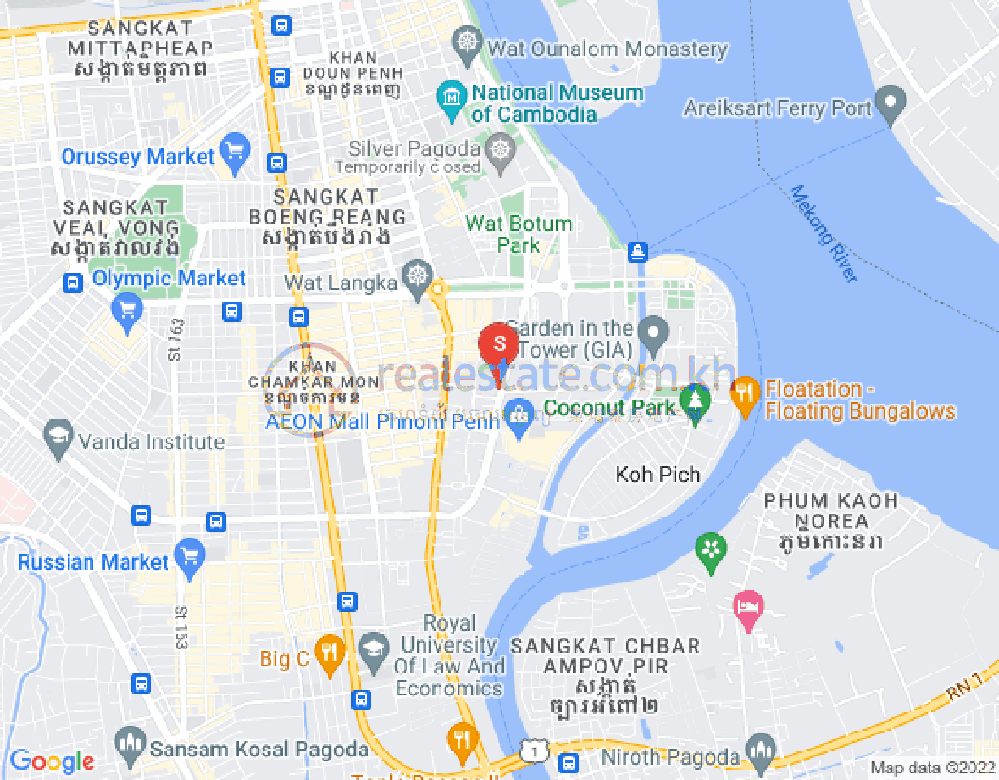 Map of Tonle Bassac, Chamkarmon, Phnom Penh