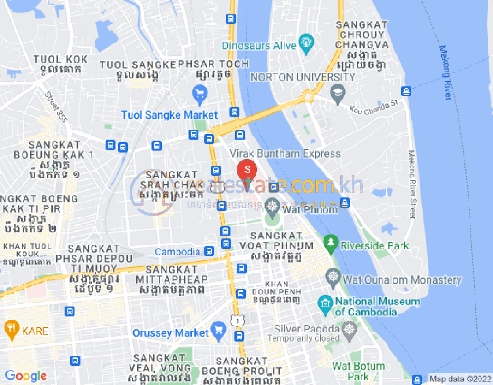 Map of Srah Chak, Daun Penh, Phnom Penh