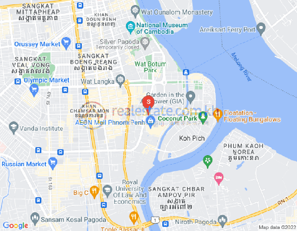 Map of Tonle Bassac, Chamkarmon, Phnom Penh