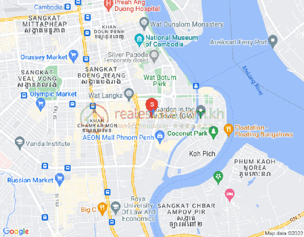 Map of Tonle Bassac, Chamkarmon, Phnom Penh