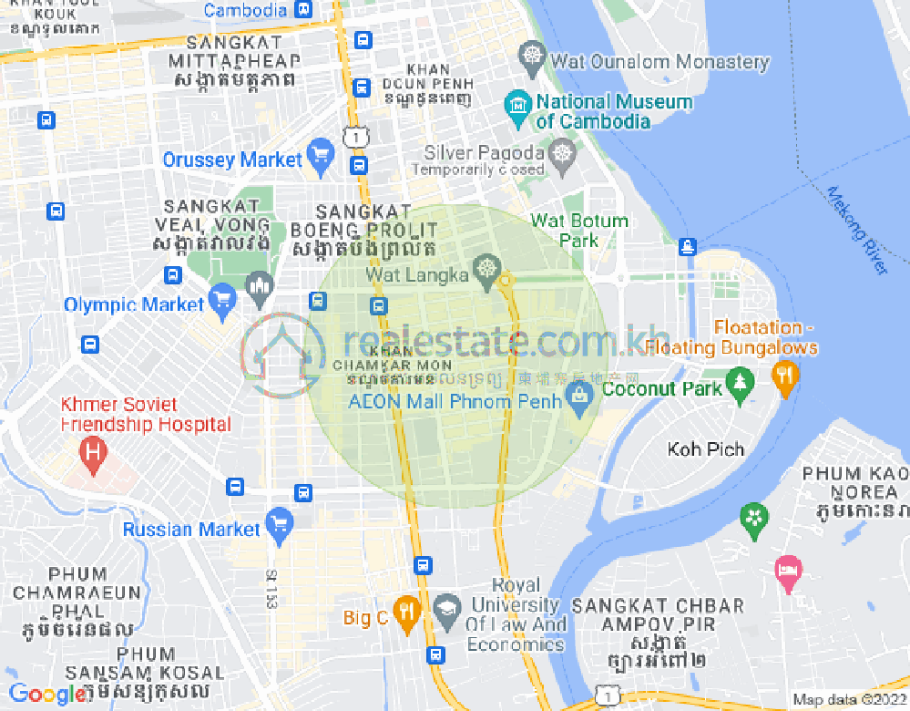 Carte de BKK 1, Boeng Keng Kang, Phnom Penh