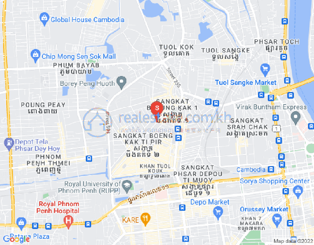 Carte de Boeung Kak 1, Toul Kork, Phnom Penh