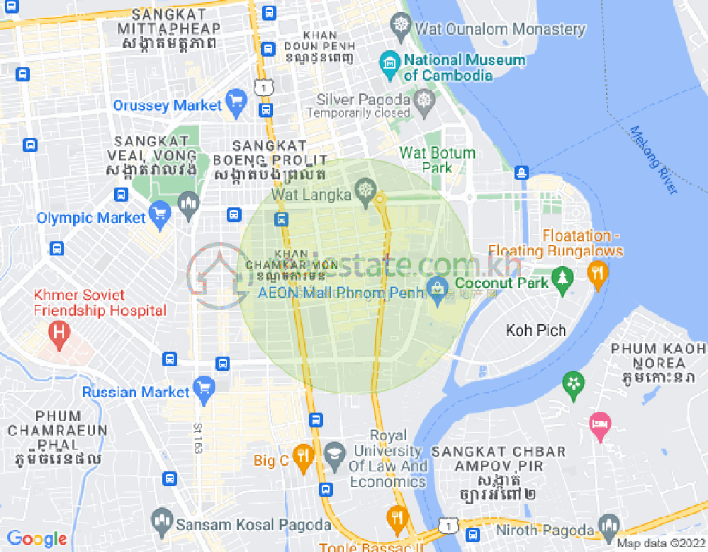 Mapa: BKK 1, Boeng Keng Kang, Phnom Penh