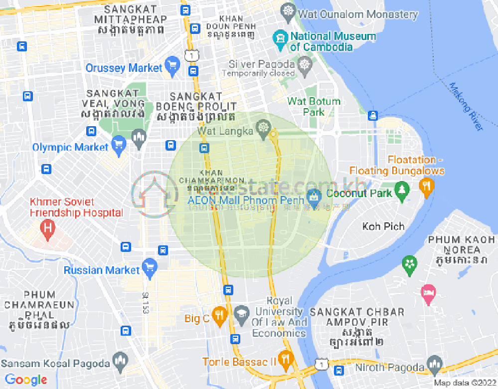 Carte de BKK 1, Boeng Keng Kang, Phnom Penh