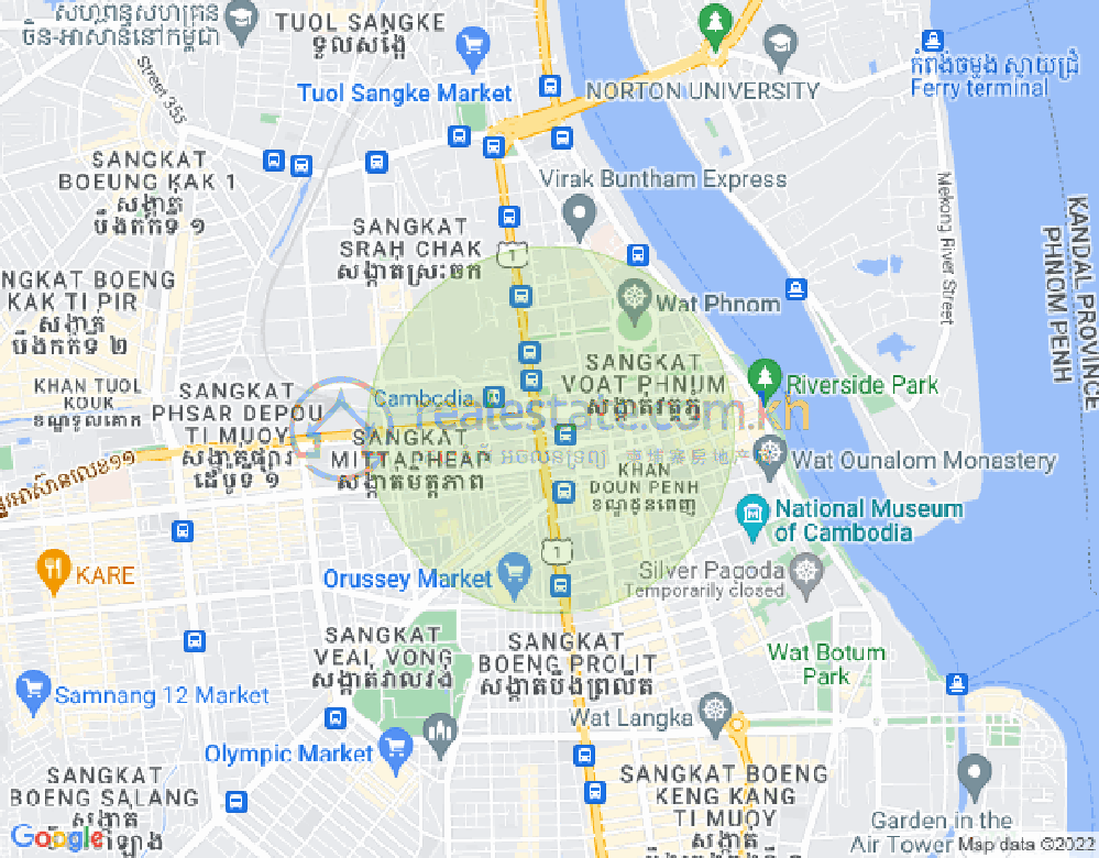 新街市1分区, 隆边区, 金边地图