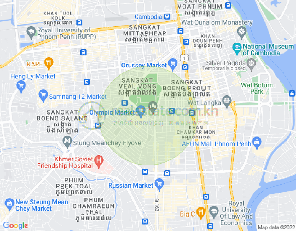 Map of Olympic, Boeng Keng Kang, Phnom Penh