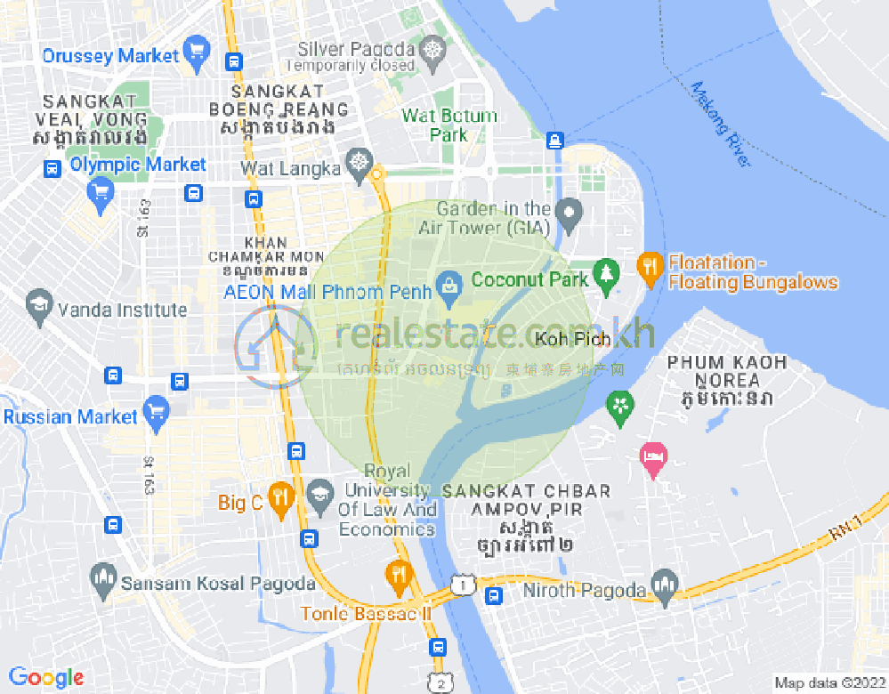 Mapa: Tonle Bassac, Chamkarmon, Phnom Penh