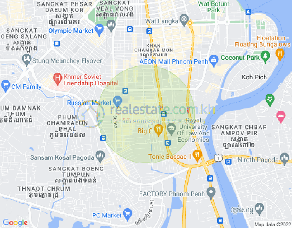 Mapa: Boeung Trabek, Chamkarmon, Phnom Penh