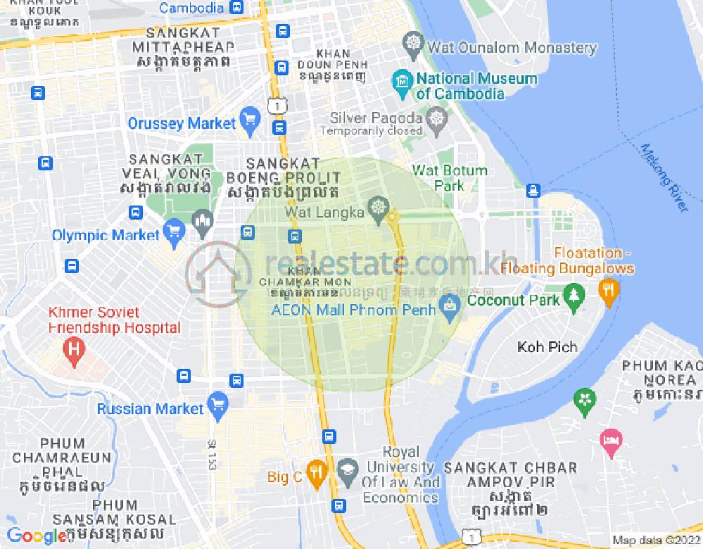 万景岗1分区（BKK1), 波哥堪, 金边地图