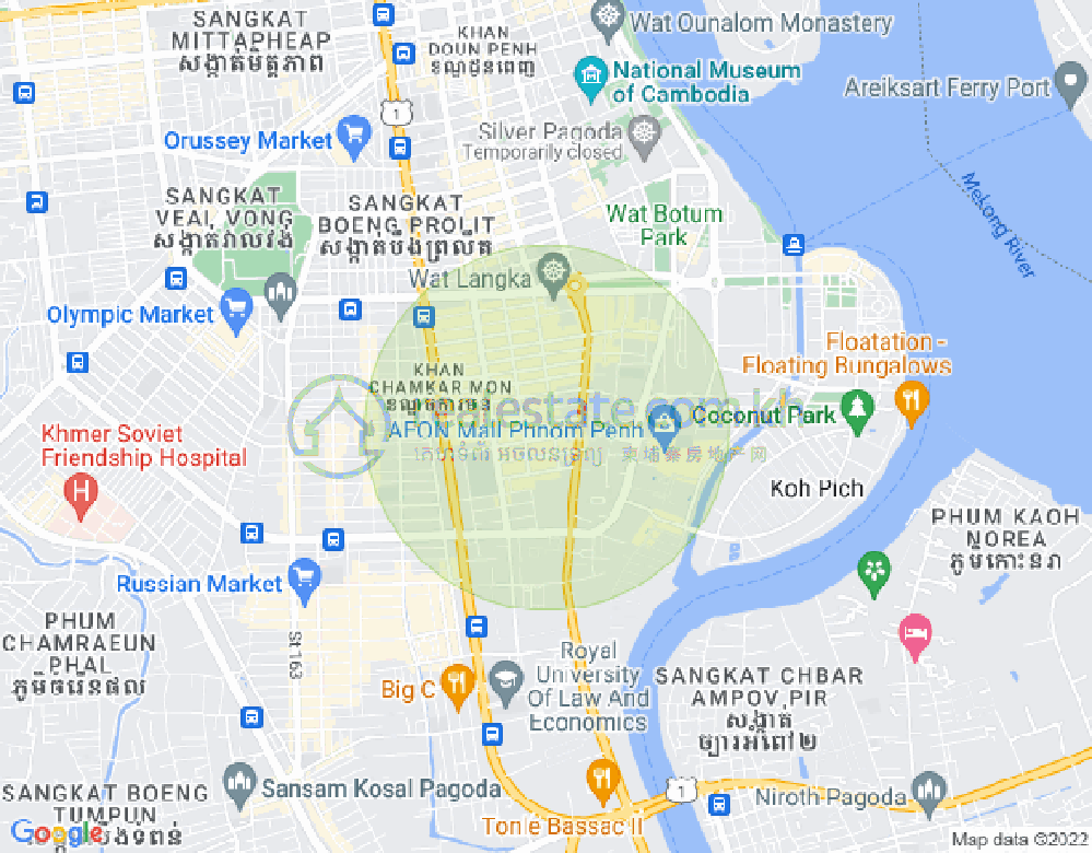 Mapa: BKK 1, Boeng Keng Kang, Phnom Penh