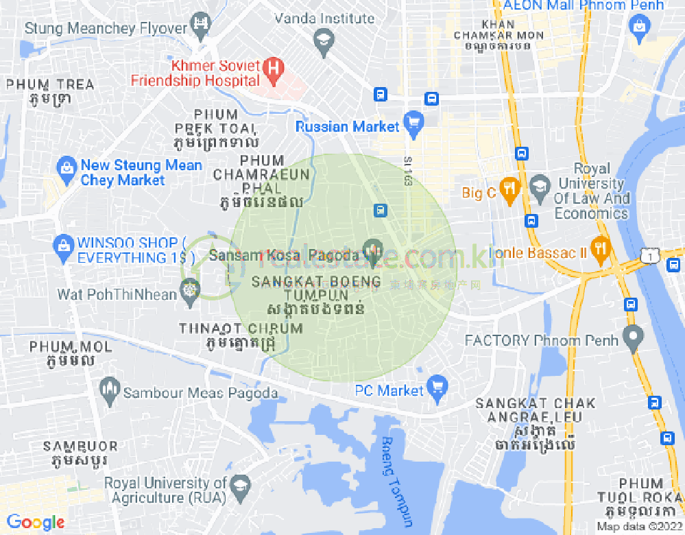 Boeung Tumpun分区, 棉芷区, 金边地图