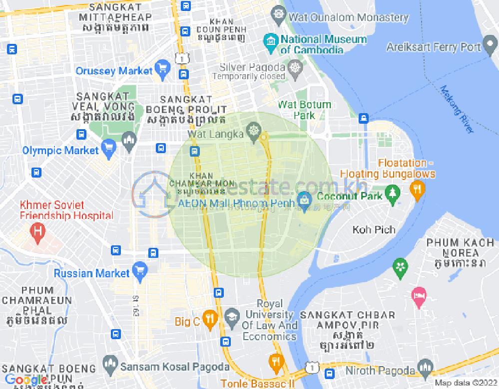Carte de BKK 1, Boeng Keng Kang, Phnom Penh