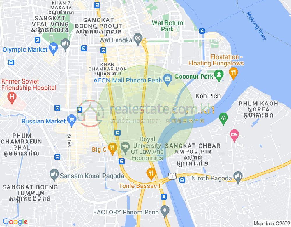 Карта Тонле Бассак, Чамкармон, Пномпень