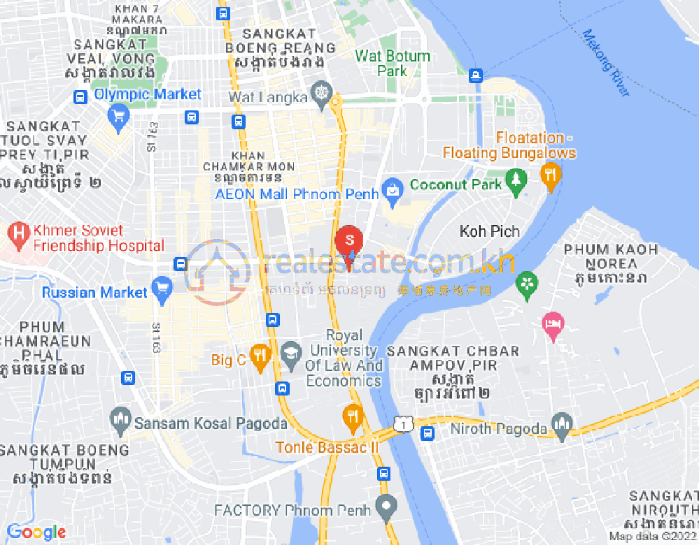 Карта Тонле Бассак, Чамкармон, Пномпень