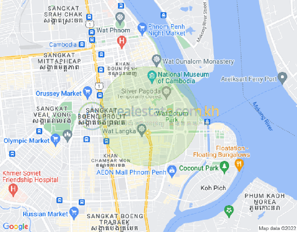 Map of Chakto Mukh, Daun Penh, Phnom Penh