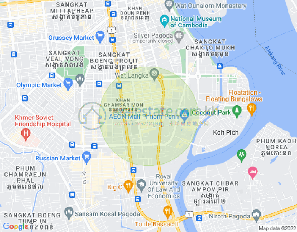 Carte de BKK 1, Boeng Keng Kang, Phnom Penh