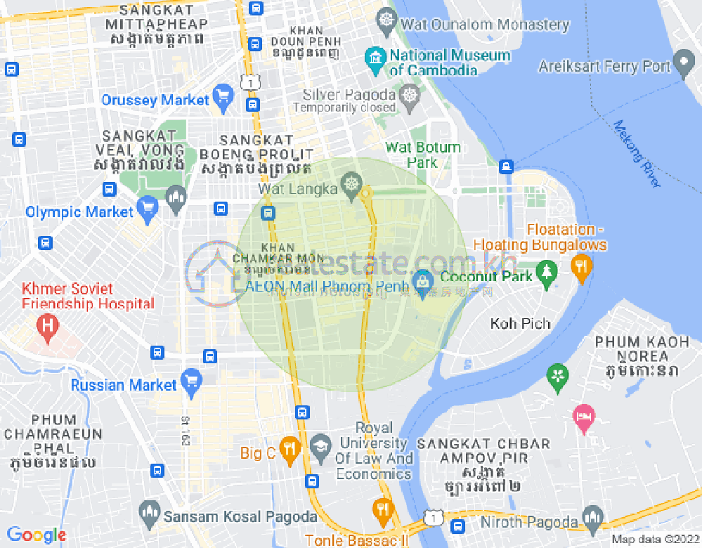 Carte de BKK 1, Boeng Keng Kang, Phnom Penh
