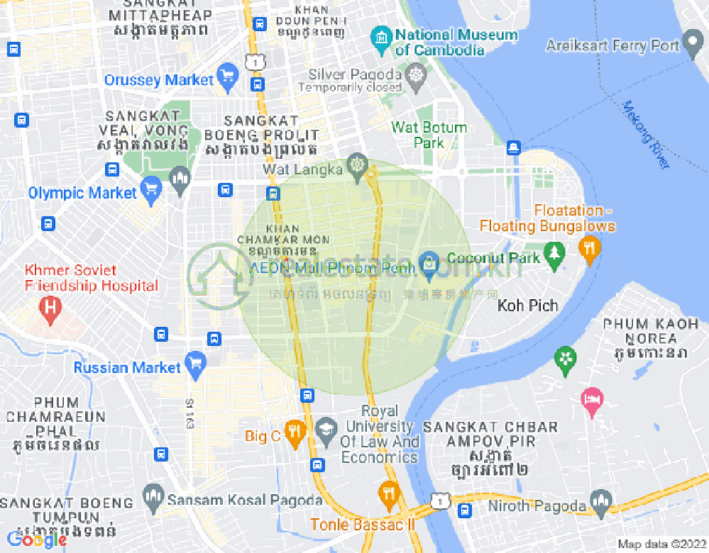 Carte de BKK 1, Boeng Keng Kang, Phnom Penh
