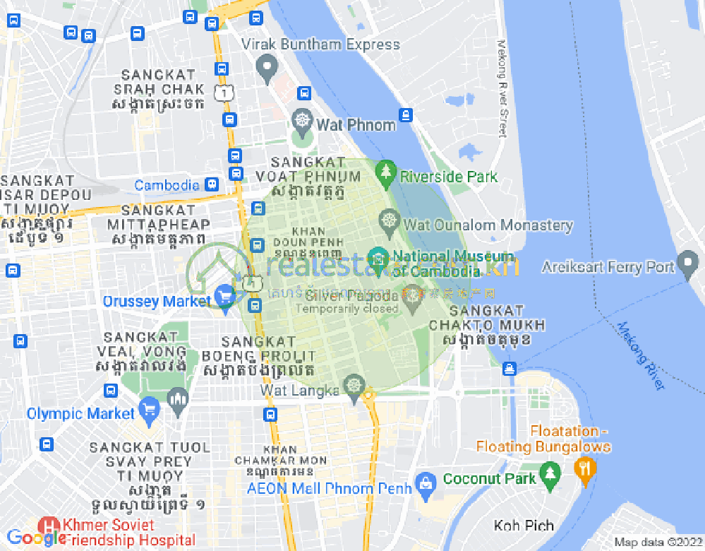 プサーチャス, ドーンペン, プノンペンの地図