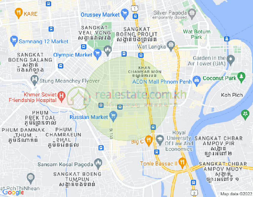 万景岗3分区（BKK3), 波哥堪, 金边地图