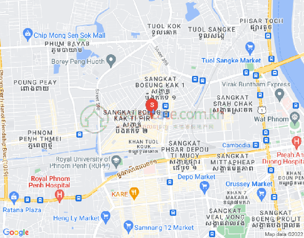 Carte de Boeung Kak 1, Toul Kork, Phnom Penh