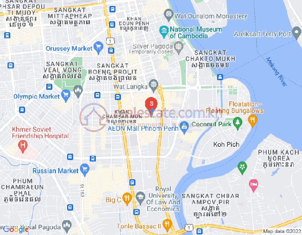 만경강1부구(BKK1), 벙껭깡, 프놈펜 지도