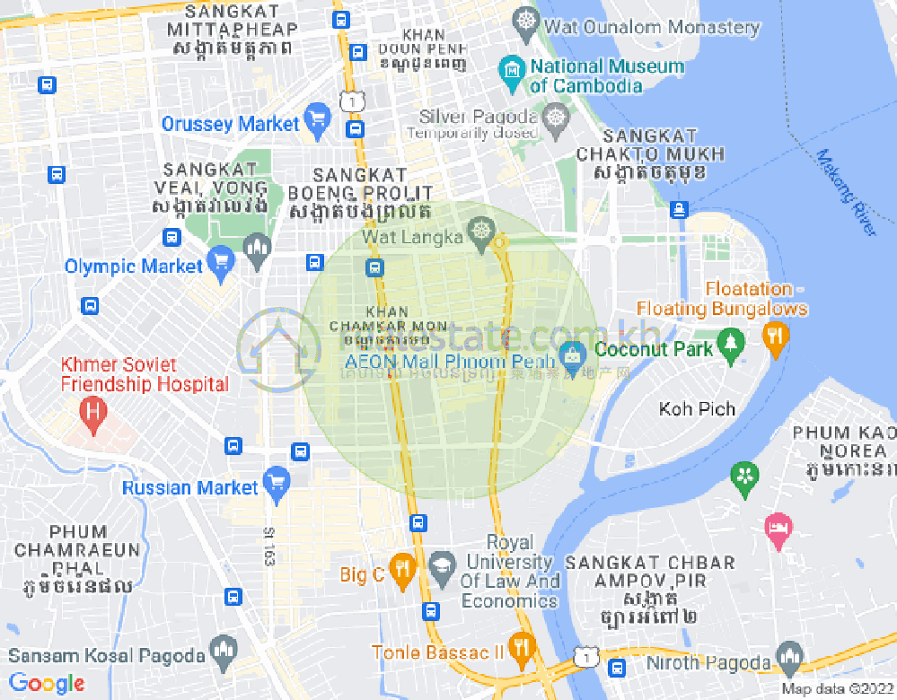 万景岗1分区（BKK1), 波哥堪, 金边地图