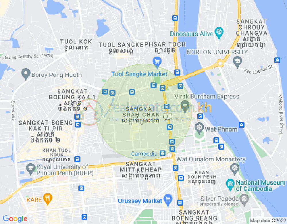 Mapa: Srah Chak, Daun Penh, Phnom Penh