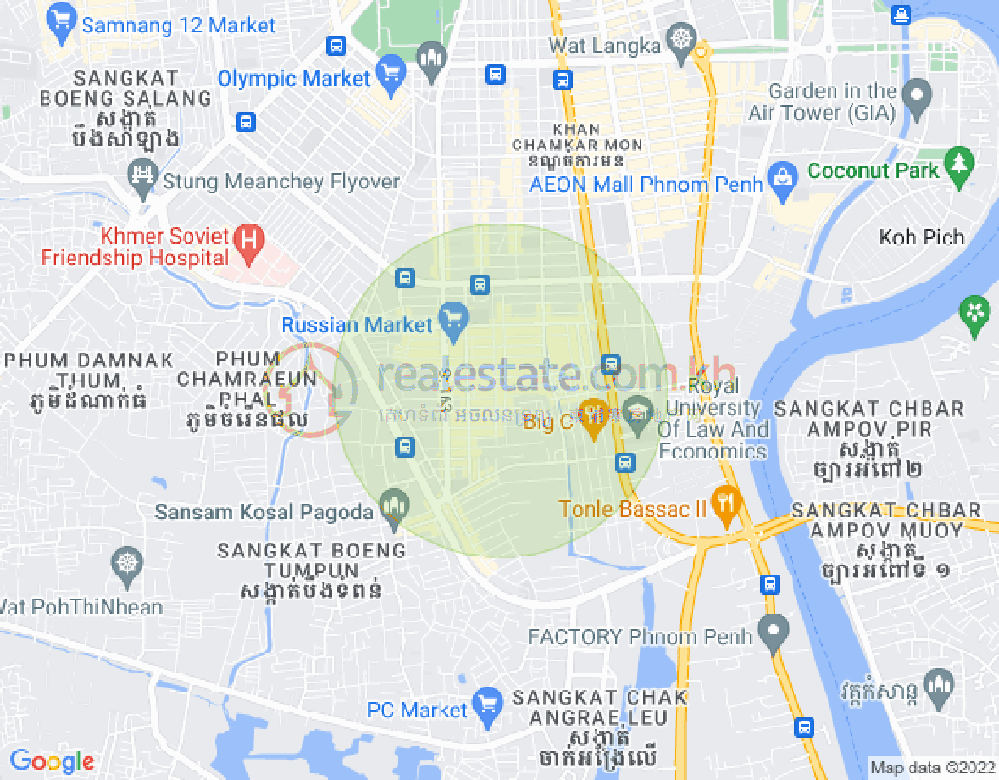 Map of Toul Tum Poung 1, Chamkarmon, Phnom Penh