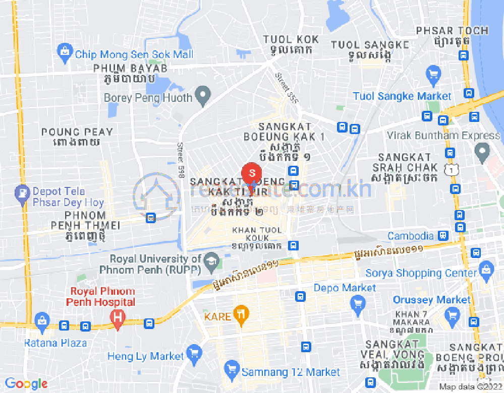 Mapa: Boeung Kak 2, Toul Kork, Phnom Penh