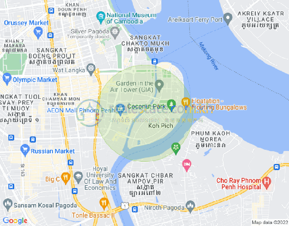 Карта Тонле Бассак, Чамкармон, Пномпень