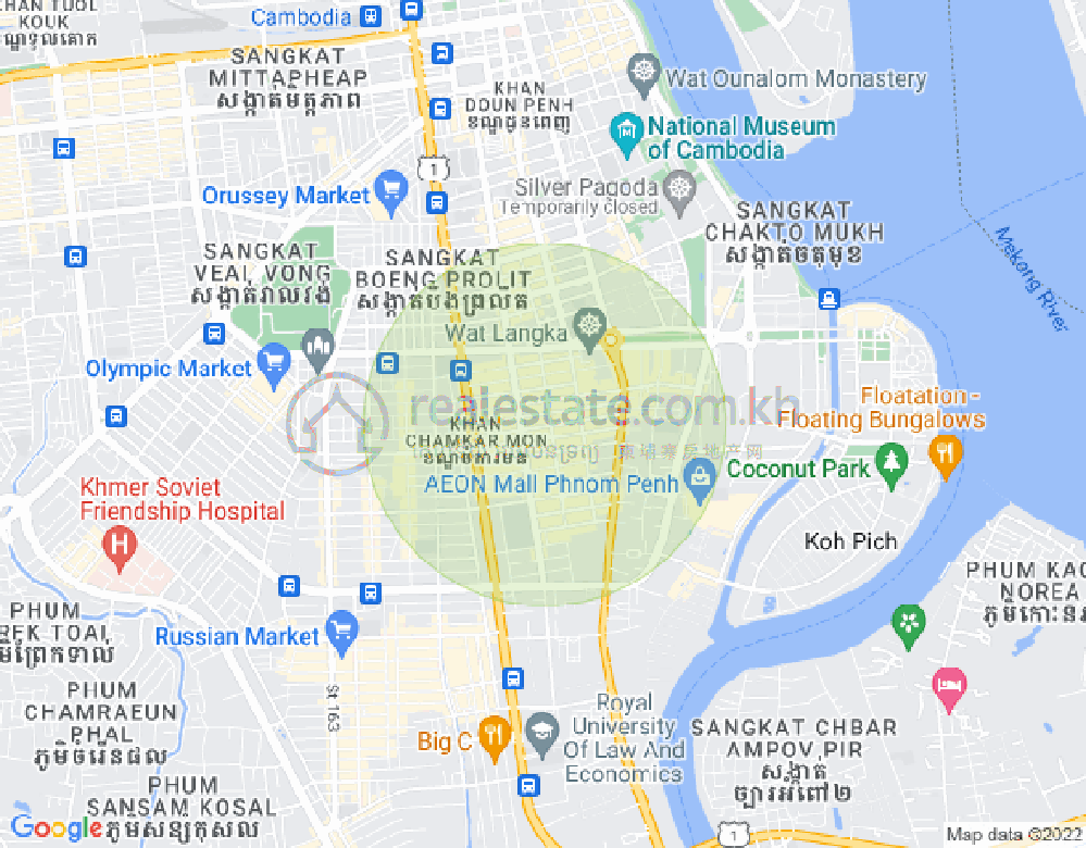 만경강1부구(BKK1), 벙껭깡, 프놈펜 지도