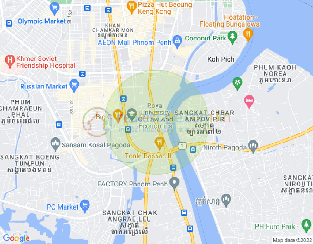Карта Тонле Бассак, Чамкармон, Пномпень
