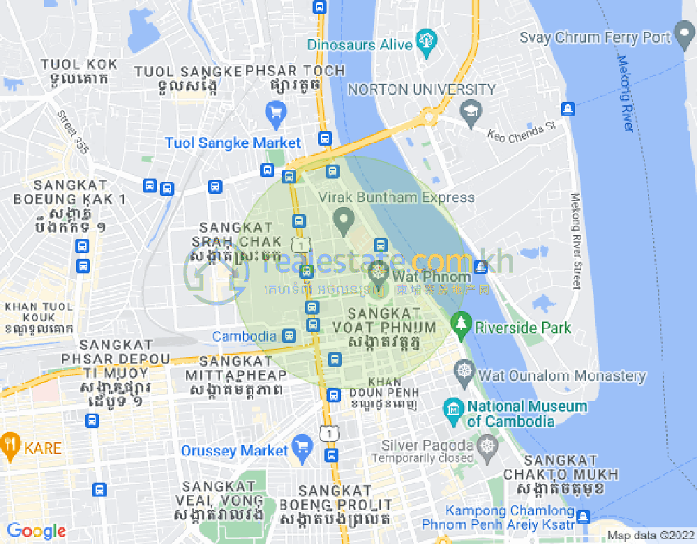 แผนที่ วัดพนม, ดวนป็ญ, พนมเปญ
