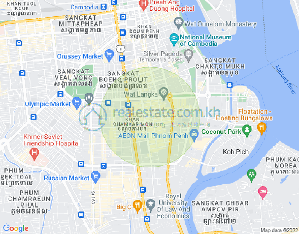 万景岗1分区（BKK1), 波哥堪, 金边地图